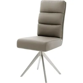 DeLife Esszimmerstuhl Pela-Flex Echt-Leder Schlamm Kreuzgestell kantig Edelstahl Taschenfederkern, Esszimmerstühle