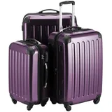 HAUPTSTADTKOFFER Alex - 3er Kofferset, Trolley-Set, Rollkoffer, Reisekoffer, (S, M & L), Aubergine