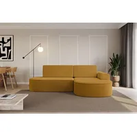 altdecor Eckcouch Cord mit Schlaffunktion 2-Sitzer Senfgelb