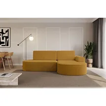 altdecor Eckcouch Cord mit Schlaffunktion 2-Sitzer Senfgelb