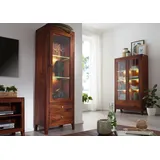 Massivmoebel24 Vitrine Sheesham 60x40x178 walnuss geölt BROOKLYN #26