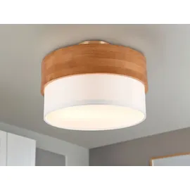 Trio Lighting Deckenleuchte Holz & Stoffschirm Ø 30cm
