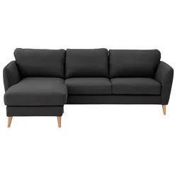 Ecksofa HOME AFFAIRE "MARSEILLE (242/152cm),L-Form, Rec. rechts/links", grau (anthrazit), B:242cm H:88cm T:152cm, 100% Polyester, Sofas, Massivholzbeine Eiche, Landhausstil, Wellenunterfederung