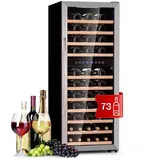 Klarstein Weinkühlschrank Vinamour, für 73 Standardflaschen á 0,75l,Wein Flaschenkühlschrank Weintemperierschrank Weinschrank Kühlschrank silberfarben 50 cm x 128 cm x 58 cm