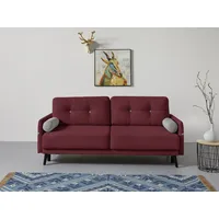 Schlafsofa INOSIGN Sofas Gr. B/H/T: 210cm x 92cm x 101cm, Samtvelours, mit Bettfunktion-mit Bettkasten, rot (weinrot) incl. Bettfunktion und Bettkasten, Seitentache im Armteil, Federkern