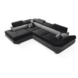 Sonstige Verlage Eckcouch Kunstleder 2-Sitzer Schwarz/Grau