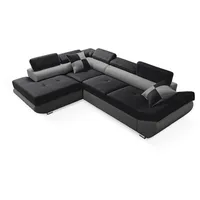 Sonstige Verlage Eckcouch Kunstleder 2-Sitzer Schwarz/Grau