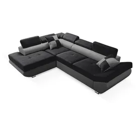 Sonstige Verlage Eckcouch Kunstleder 2-Sitzer Schwarz/Grau