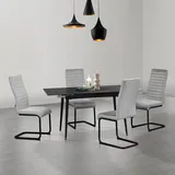 Home Affaire Essgruppe »Elbach Keramiktisch Freischwinger«, (Set, 5 tlg.), Tisch ausziehbar 120-160 cm Esszimmer Tischgruppe