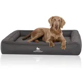 Knuffelwuff Hundebett aus Velours mit Handwebcharakter Yukon Orthopädisch 85 x 65cm Anthrazit