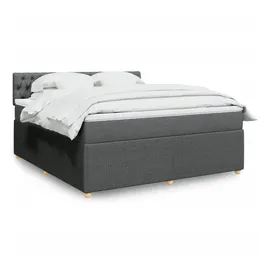 vidaXL Boxspringbett mit Matratze Dunkelgrau 180x200 cm Stoff