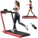 Costway 2 In 1 Klappbares Walking Pad & Laufband  App-kontrolliert  Bluetooth  Led Display  1-12 Km/h  Bis 120kg Belastbar  Inkl. Handyhalterung,  Rot