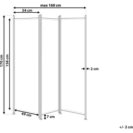 Beliani Raumteiler 3-teilig NARNI Weiß 160 cm 170 cm