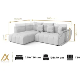 ax living Eckcouch Grau 2-Sitzer