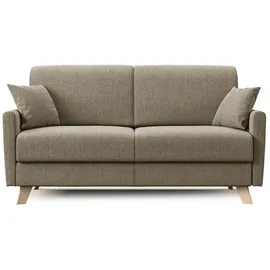 divani.store Edgar Schlafsofa, Stoff, braun, 160 cm (Mat. 120 x 197)