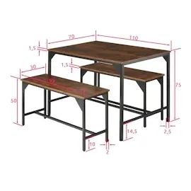Tectake tectake® Sitzgruppe Bolton 2 + 1
