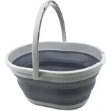 SAMMART 11L Faltbarer Korb mit Griff – Tragbarer Outdoor-Picknickkorb/Krater – Faltbare Einkaufstasche – Platzsparender Aufbewahrungsbehälter (Grau/Dunkelgrau, 1)