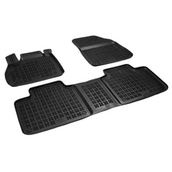 AZUGA Auto-Fußmatten Hohe Gummi-Fußmatten passend für Renault Espace ab 3/2015-3/2023 3-tlg, für Renault Espace Van schwarz