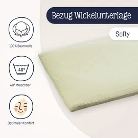 Julius Zöllner Überzug für Wickelauflage aus Musselin Baumwolle - Musselin lime Gr. 85/75