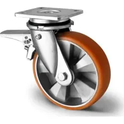 CASCOO Lenkrolle mit Totalfeststeller im Vorlauf ø 125 mm Serie BAU5 Doppelkugellager