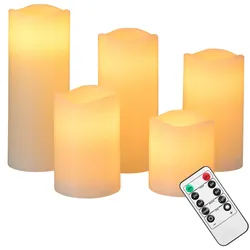LED Echtwachs Kerzen 5er-Set inkl Fernbedienung