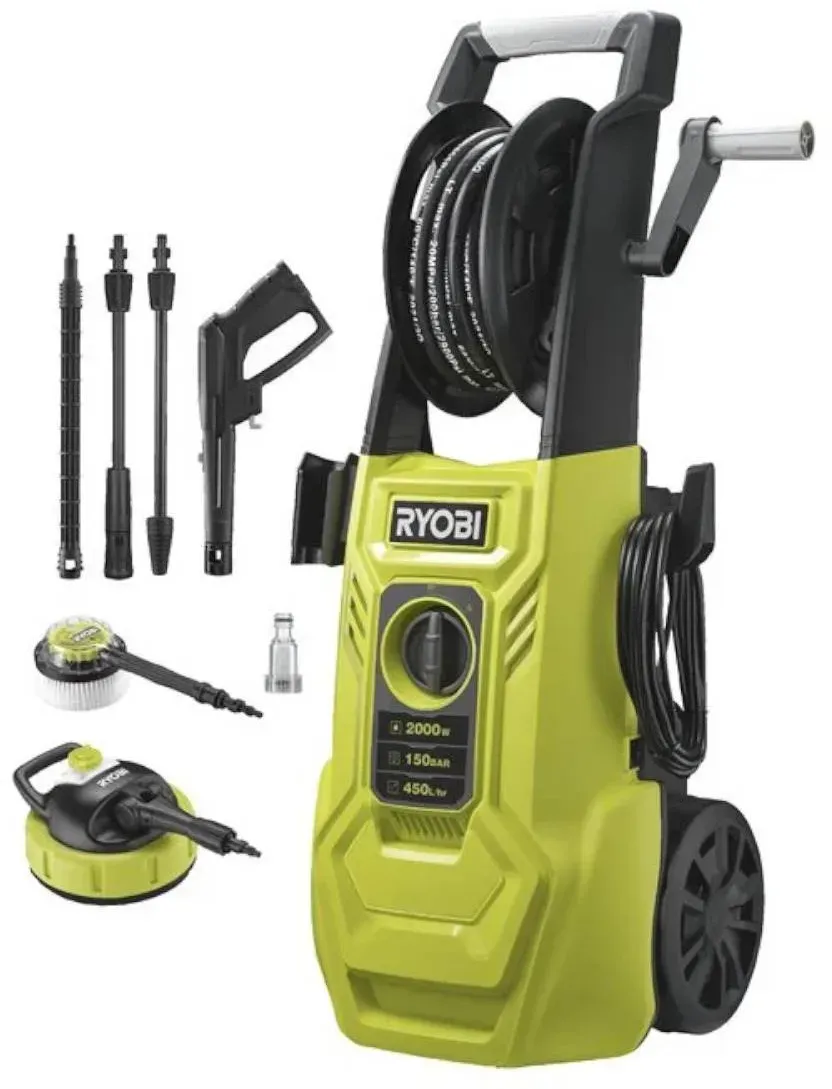 RYOBI Elektro-Hochdruckreiniger, leistungsstarker 2000 W Motor, inklusive Zubehör