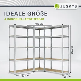 Juskys Eckregal MDF 15 Böden Silber/Braun