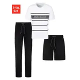bruno banani Pyjama, (Spar-Set, 3 tlg.), Shirt mit Shorts und langer Hose Bruno Banani weiß-schwarz | Gr.: (S)