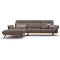 hülsta sofa Ecksofa hs.460, Sockel in Nussbaum, Winkelfüße in Umbragrau, Breite 318 cm beige|grau