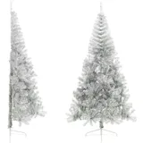 vidaXL Künstlicher Weihnachtsbaum mit Ständer Silber 210 cm PET