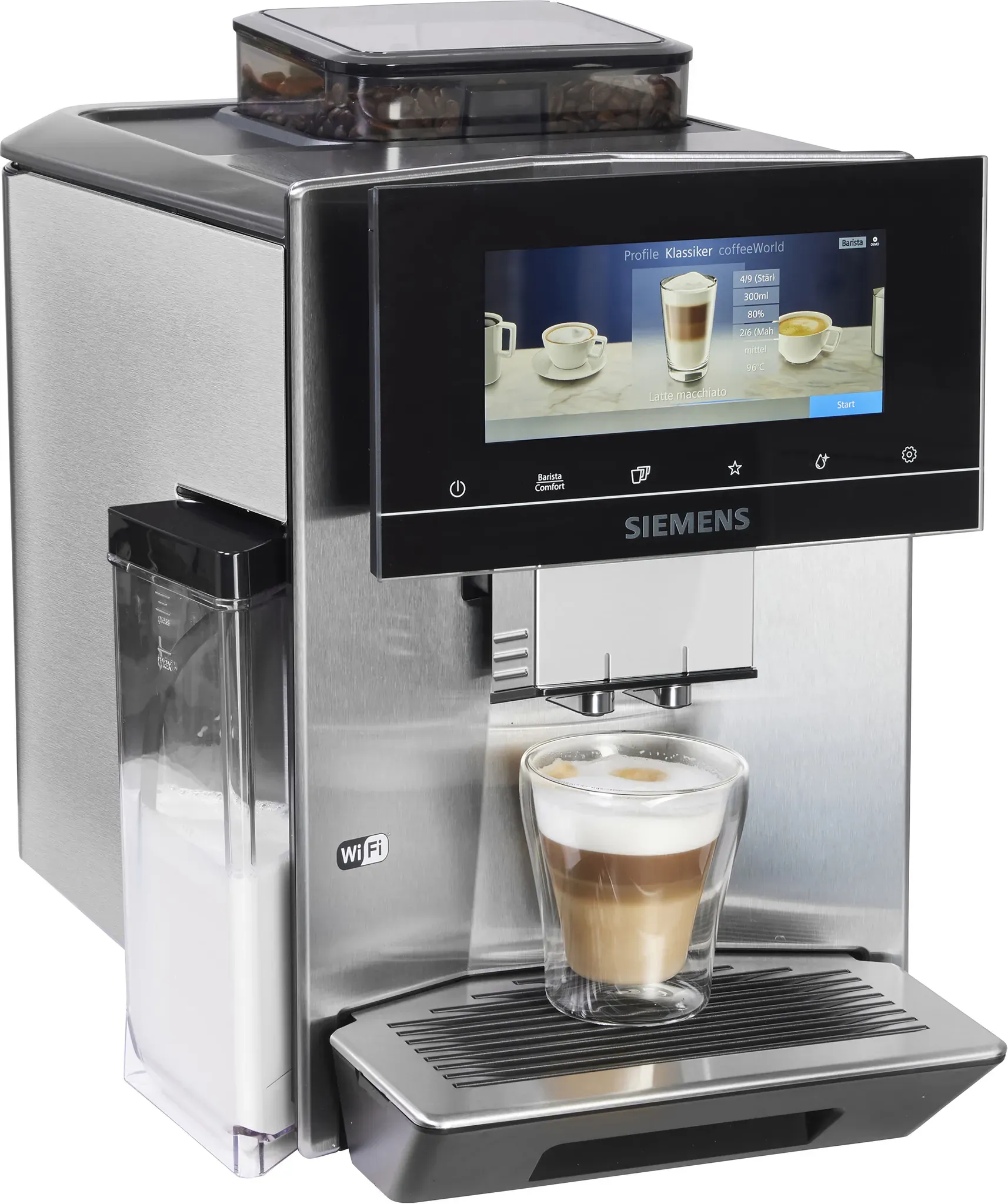 SIEMENS Kaffeevollautomat "EQ900 TQ903D43, intuitives 6,8" TFT-Display, Geräuschreduzierung" Kaffeevollautomaten App-Steuerung, Barista-Modus, AromaSelect, 3 Profile, edelstahl silberfarben (edelstahlfarben) Bestseller