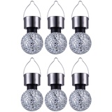 GLOBO 6er Set Solar Hänge Leuchten rund Garten Kugel Lampen Spiegel Scherben Mosaik silber Deko Lichter
