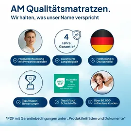 AM Qualitätsmatratzen Premium Viscoschaum Topper 80 x 210 cm weiß