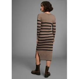 LAURA SCOTT Strickkleid Gestreift Schwarz/Taupe 38