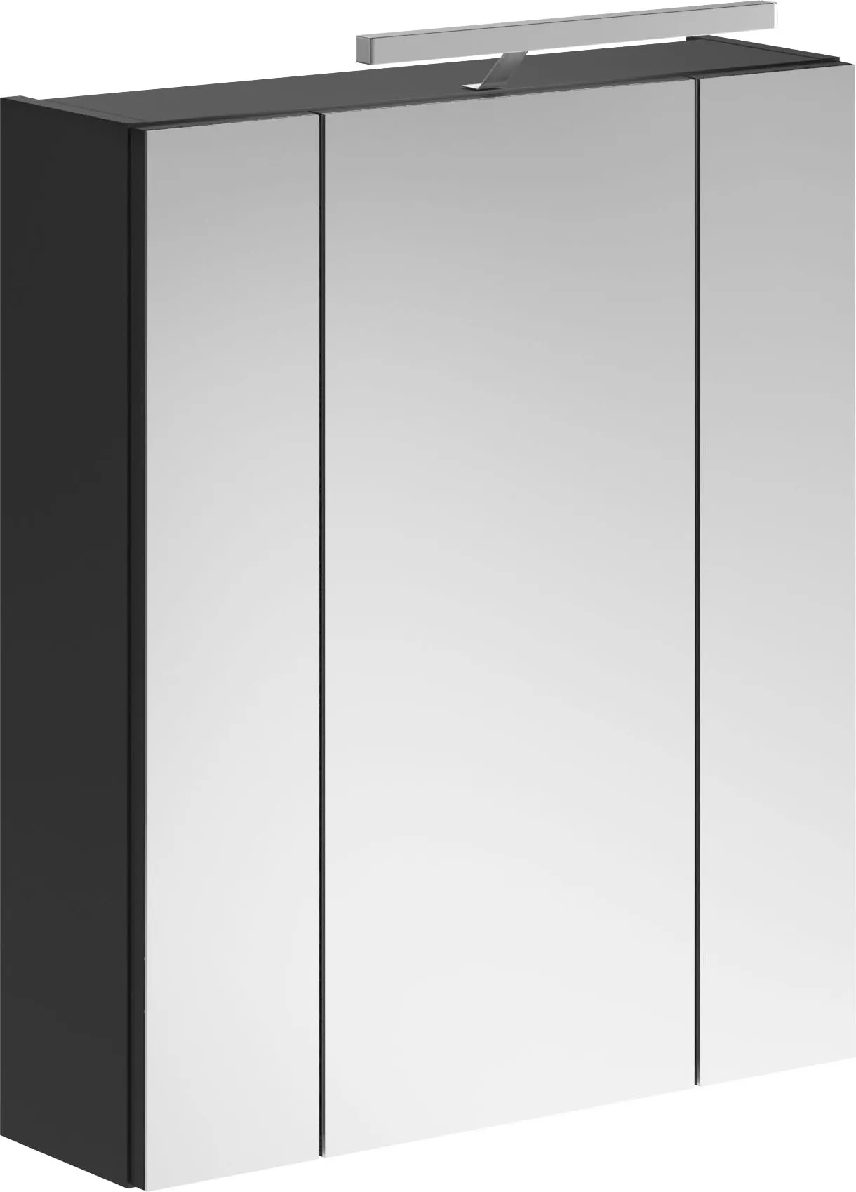 Badezimmerspiegelschrank INOSIGN "Malmö" Schränke Gr. B/H/T: 60cm x 70cm x 18cm, 3, schwarz Badmöbel, Spiegelschrank inkl. Leuchte, Breite 60 cm