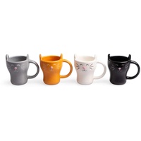 Balvi Kaffeeservice Meow! 4 Tassen in Katzenform, Fassungsvermögen: 90 ml (4 Stück) Keramik