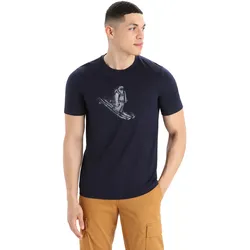 Icebreaker Wander-Tshirt Tech Lite II SS Skiing Yeti (100% Merino, Stoffstärke 150 Ultralight) navyblau Herren