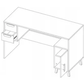 Deine Möbel 24 Kinderschreibtisch JUSTIN 13 Schreibtisch 130 cm breit (Set, 3-St., Set), in Weiß Matt / Graphit / Grau / Eiche Scandi Still grau