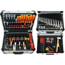 FAMEX 418-88 Profi Alu Werkzeugkoffer bestückt mit Werkzeug Set - PROFESSIONAL - 128-tlg.