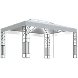 vidaXL Pavillon 3 x 4 m weiß inkl. Doppeldach & LED-Lichterkette