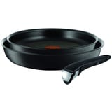 Tefal Pfannen-Set Ingenio Ultimate L7649253, alle Herdarten, 24-28cm, Antihaft-Beschichtung, abnehmbarer Griff, gleichmäßige Wärmeverteilung, schwarz