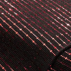 Paillettenstoff "Streifen", schwarz/rot