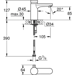 Grohe Selbstschlussar. WT Eurosmart CT, mit Mischung, verchromt