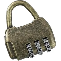 HMF Vintage Deko Zahlenschloss Vorhängeschloss, 3-Stellig, Gold