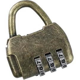 HMF Vintage Deko Zahlenschloss Vorhängeschloss, 3-Stellig, Gold