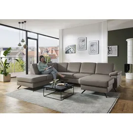die planbar Wohnlandschaft DIE PLANBAR "PN-EM15047 U-Form, ohne Kopfstützen", artischocke, B:309cm H:88cm T:235cm, Sofas, Wohnlandschaft, Echtleder, wahlweise mit Bettfunktion u. Stauraum