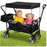 BigDean Bollerwagen faltbar 105L 100kg schwarz Hecktasche