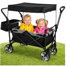 BigDean Bollerwagen faltbar 105L 100kg schwarz Hecktasche