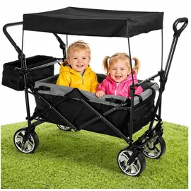 BigDean Bollerwagen faltbar 105L 100kg schwarz Hecktasche