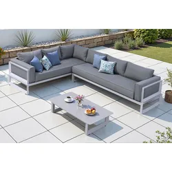 OUTFLEXX Manhattan Ecklounge, grau/silber, Alu/Polyester, inkl Beistelltisch, witterungsbeständig